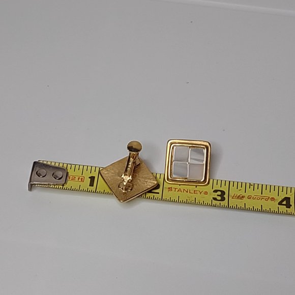 Square Gold Tone Napier Clip On Earrings - Picture 9 of 9